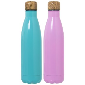 Bottiglie Thermos In Acciaio Inossidabile - 500ml + 90948 - Verde E Rosa Ø7x27cm