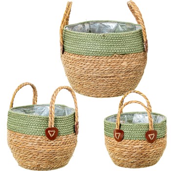 Set 3 Wicker Baskets Ø30x30+ø24x24+ø18x18cm