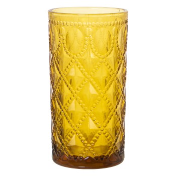 Bicchieri Alti In Vetro Giallo Senape - 400ml Ø7,5x14cm, Apto Lavavajillas