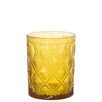 Bicchieri Piccoli In Vetro Giallo Senape - 300ml Ø8x10cm, Apto Lavavajillas