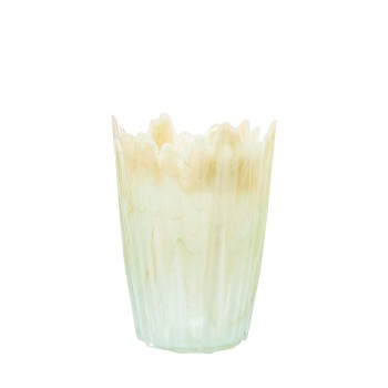 Vaso In Vetro Crema Ø14x20cm Base:ø9cm