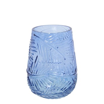 Vaso In Vetro - Azzurro- Ø13x18cm,boca:ø10cm-base:ø7cm