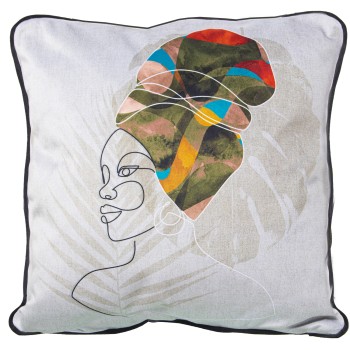 Velvet Pillow With Zip Afrika Venecia - 45x45cm- 45x45cm, 100% Poliéster