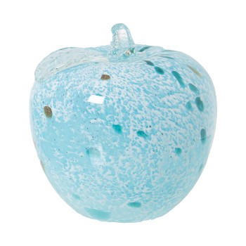 Mottled Light Blue Glass Apple Figurine- Ø13x13cm