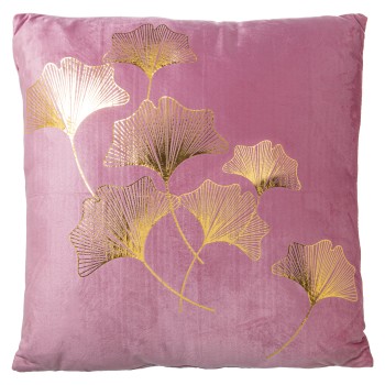 Cuscino In Velluto Con Zip - Rosa E Dorato - 45x45cm- 45x45cm