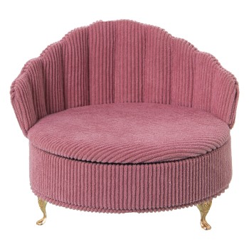 Boîte À Bijoux Fauteuil En Velours Côtelé - Rose- 17x17x15cm
