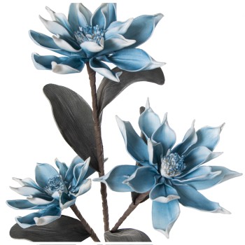 Branches Avec 3 Fleurs Bleues 103cm - Caoutchouc Eva Et Papier _103cm
