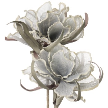 Fleurs Artificielles Argentées 99cm - Polyester, Eva Et Papier _ø21,ø18x100cm