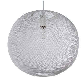 Lampe Suspension En Métal Blanc Grille, 1xe27. Max.60w Non Incluse- Ø40x34cm, Cable:80cm