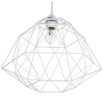 White Metal Pendant Light - 1xe25, Max.60w Not Included- 40x40x28cm, Cable:72cm