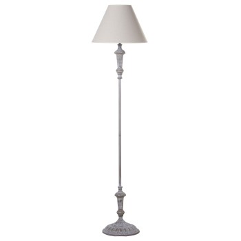 Lampada Da Terra In Metallo Con Paralume In Lino + 92269, 1xe27,max.40w Non Incluso- Ø38x155cm, Base:ø26x133cm