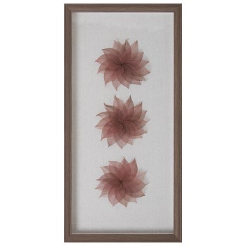 Tableau 3d Fleurs Avec Cadre Ps Et Verre- 30x4x60cm