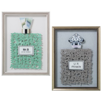 Quadri -profumo- Farfalle In Carta 3d Con Cornice Ps E Vetro 30x3,5x40cm+30x4x40cm