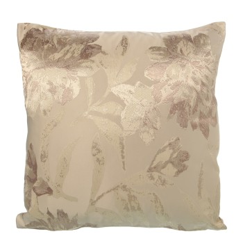 Cuscino In Poliestere Con Zip Fiori - Crema - 45x45cm- 45x45cm