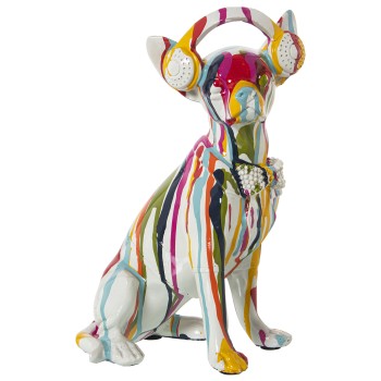 Figura Perro Resina Multicolor Chorros De Pintura 17x13x26cm