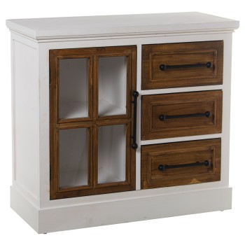 Mesa Entrada Madera C/3 Cajones+1 Puerta 86x34x78cm, Abeto+dm+contrach