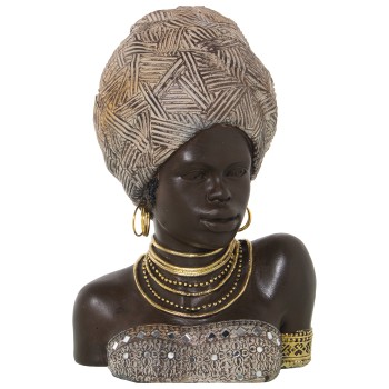 Statuette En Résine - Buste Femme Africaine- 24x19x35cm