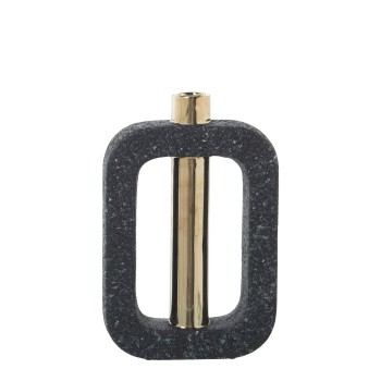 Vase En Céramique - Or Et Gris Foncé- 21x6x33cm