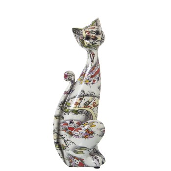 Figura Resina Gato Decorado Casino 9x9x24cm