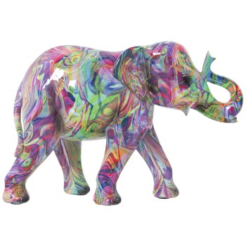 Decorated Graffiti Resin Elephant Figure- 29x11x20cm