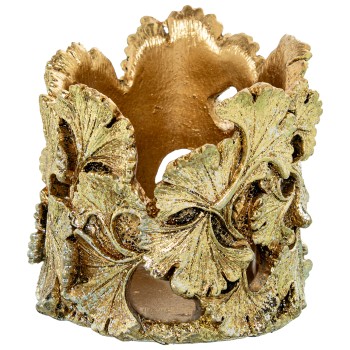 Golden Resin Leaves Candle Holder- 10x10x10cm