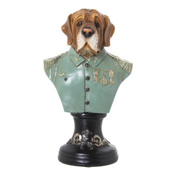 Statuette En Résine - Buste Chien Avec Un Uniforme- 15x12x26cm