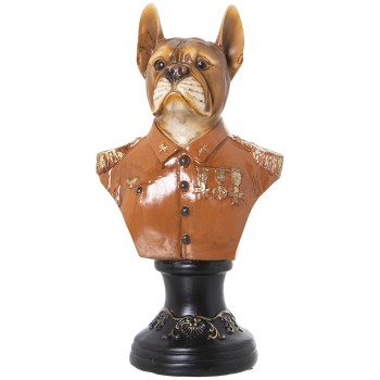 Statuetta In Resina - Busto Cane Con Uniforme- 16x11x30cm