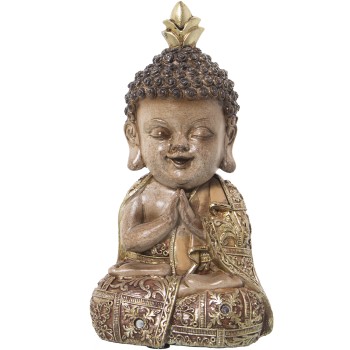 Statuette En Résine - Buddha - Polychrome- 13x10x23cm