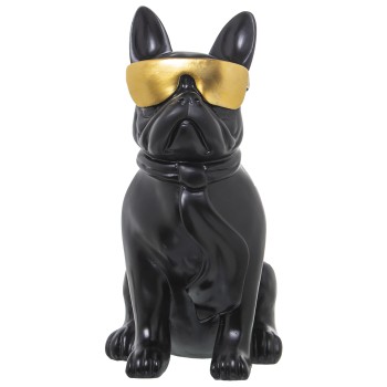 Figura Resina Perro Bull Dogc/gafas 26x18x36cm