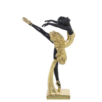 Figura Resina Bailarina Ouro/preto_13x16x25cm