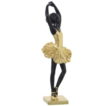 Figura Resina Bailarina Ouro/preto_10x9x30cm