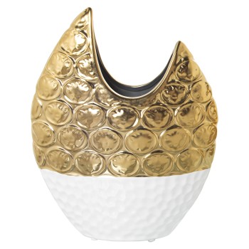 White And Golden Ceramic Vase- 22x10x27cm