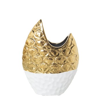 White And Golden Ceramic Vase- 17x8x22cm