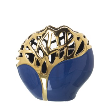 Blue And Golden Ceramic Vase- 21x11x21cm