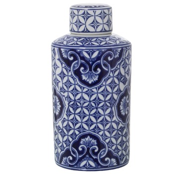 White And Blue Ceramic Ginger Jar- Ø15x30cm