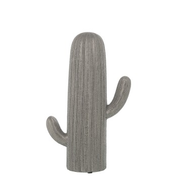 Centrotavola In Ceramica Cactus - Argentato - 30cm- 18x9x30cm