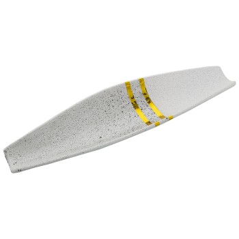 Centrotavola In Ceramica - Argentato E Bianco- 50x14x5cm
