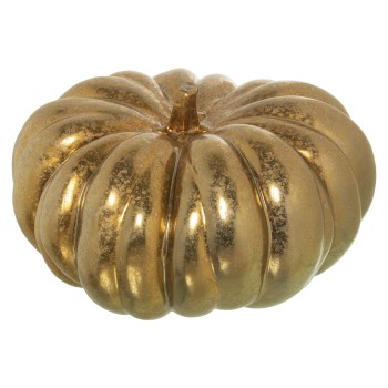 Statuetta In Ceramica - Zucca - Oro- Ø35x18cm