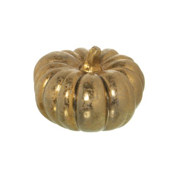 Statuetta In Ceramica - Zucca - Oro- Ø24x15cm