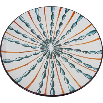 Centrotavola In Ceramica - Bianco E Azzurro- Ø30x4cm