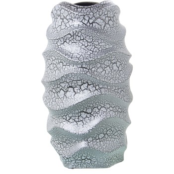 Vase Ceramique Gris Fissure/re/argent_ø23x40cm Boca:12x12cm