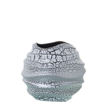 Vase Ceramique Gris Fissure/argent_ø26x23cm Boca:14x14cm