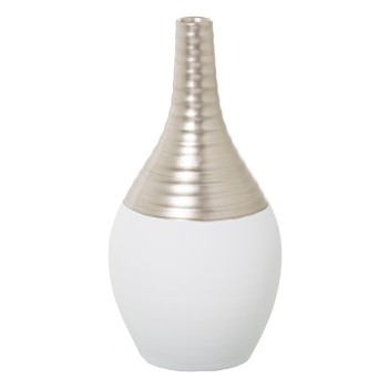 Vase Ceramique Blanc/champagne- _ø19x38cm