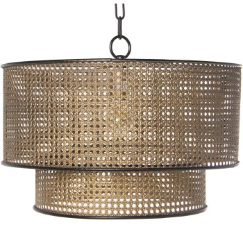 Golden Metal Grid Pendant Light - 1xe27, Max.60w- Ø50x30cm, Cable:95cm