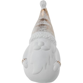 Figura Babbo Natale Ceramica Bianco/oro_ø18x40cm