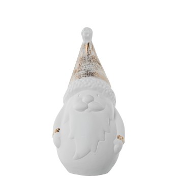 Figura Babbo Natale Ceramica Bianco/oro_ø15x33cm