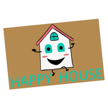 Felpudo Poliéster C/trasera Pvc -happy House- 40x60x1cm