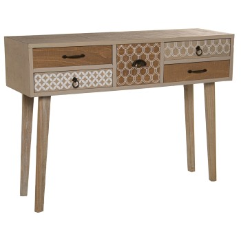 Consolle Da Ingresso In Legno Con 5 Cassetti- 110x35x80cm