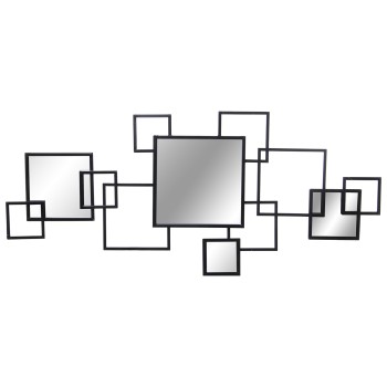 Décoration Murale En Métal Noir Avec Miroirs- _120x2x53cm