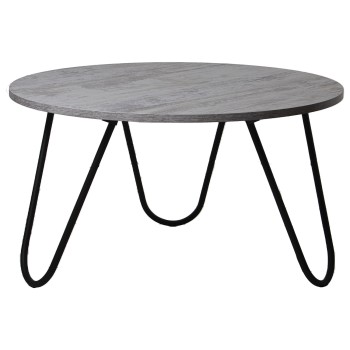 Table Basse Bois Pieds Metal Noir- _ø80x44cm